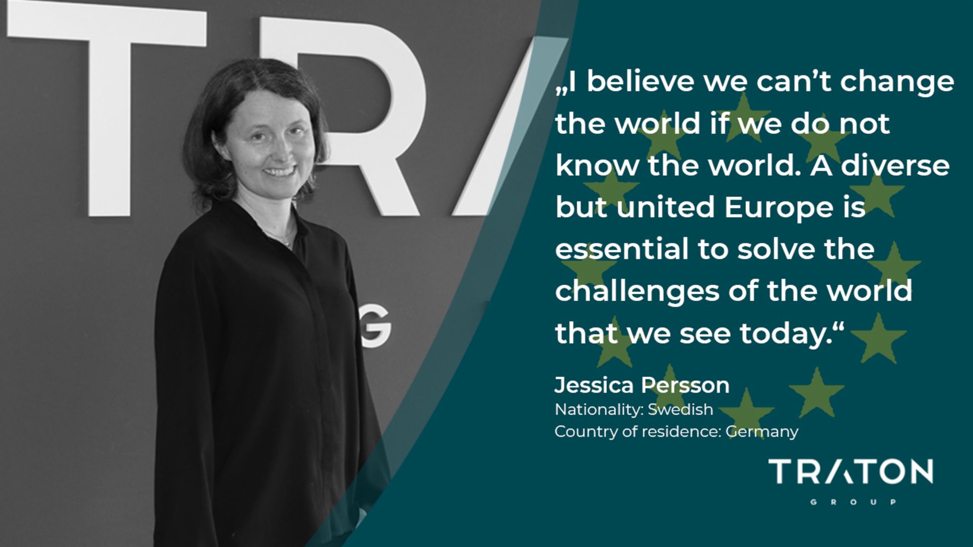 Jessica Persson, a Traton employee, explains the importance of the EU for her
