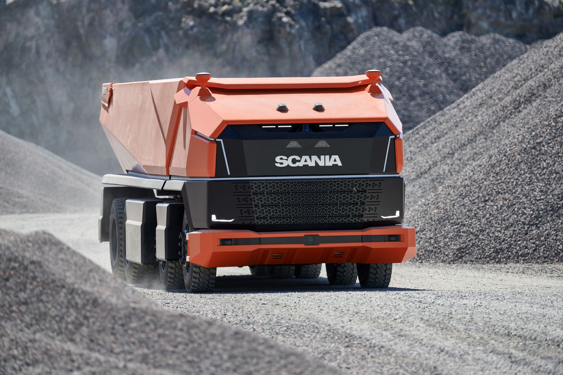 Vorstellung des neuesten Mitglieds der Familie autonom fahrender Fahrzeuge: der Scania AXL, ein voll autonomer Konzept-Truck ohne Fahrerkabine