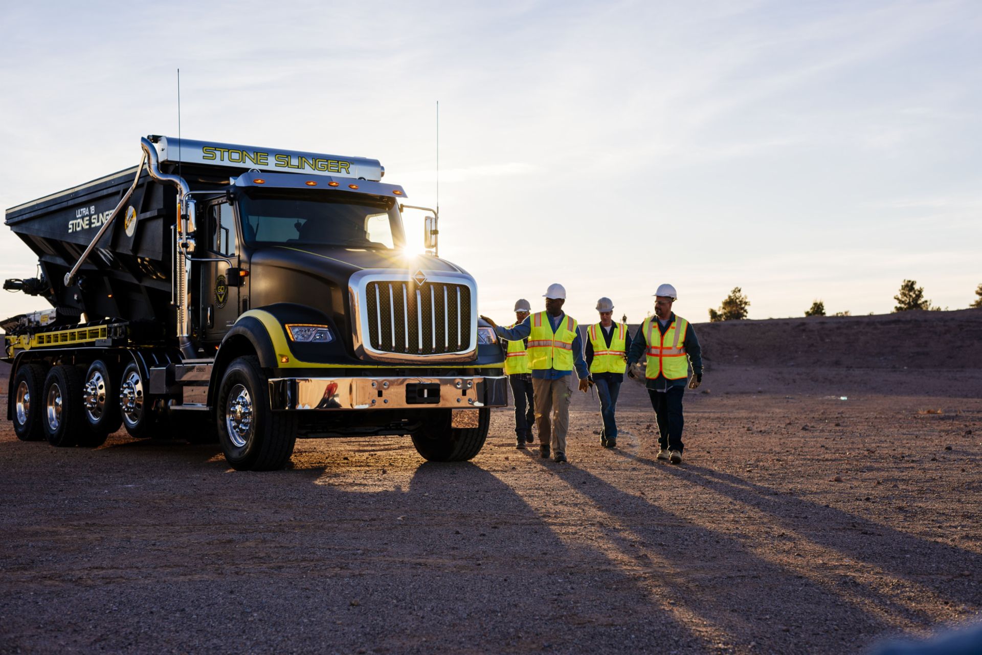 Picture of an HX truck from Navistar In the middle of the Nevada desert