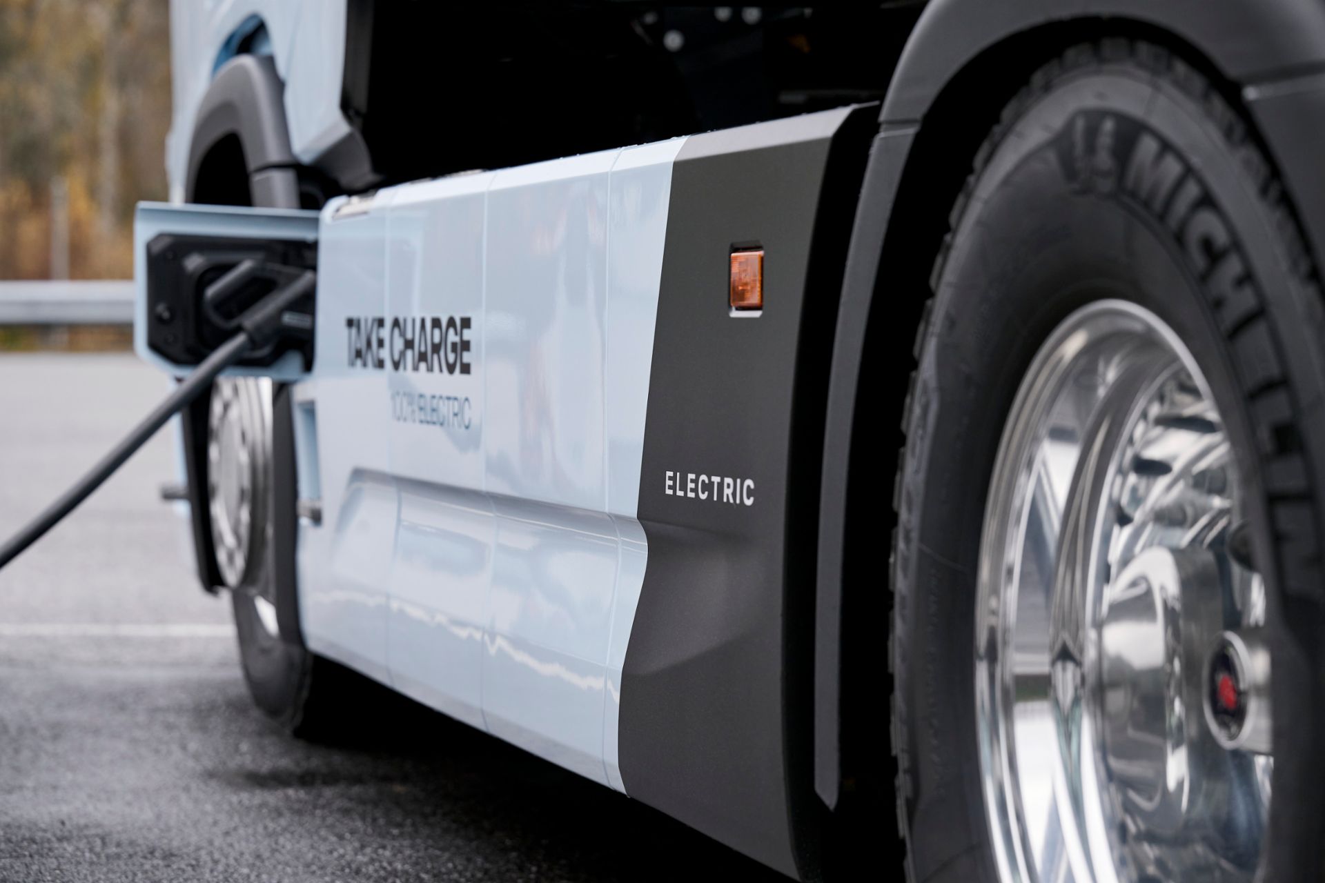 Commercial battery electric vehicle at charging station